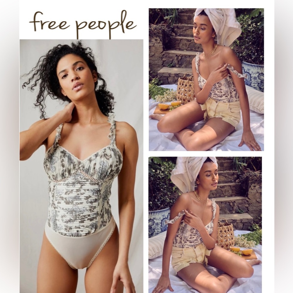 NWT Intimately free People weekend plans bodysuit shutter pleat tea combo XS